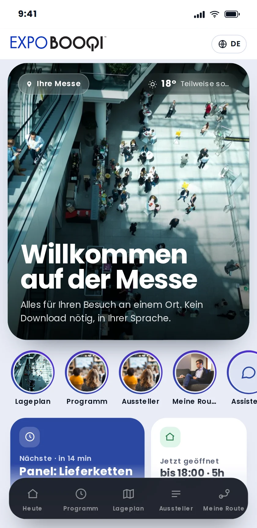 ExpoBooqi mit dem digitalen Guide auf einem Handy
