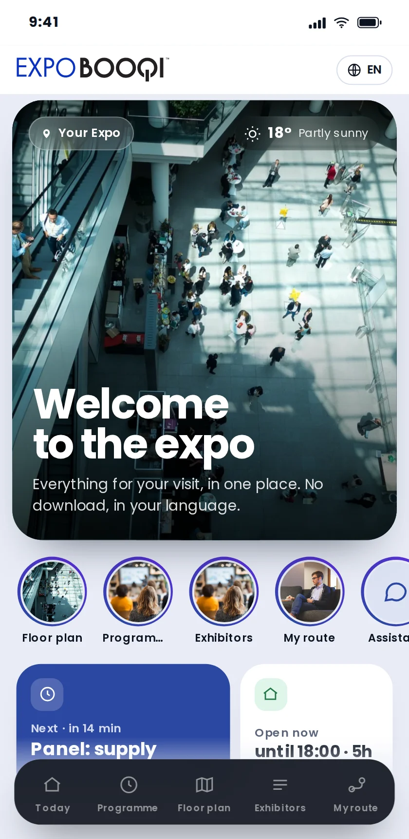 ExpoBooqi with the digital guide on a phone