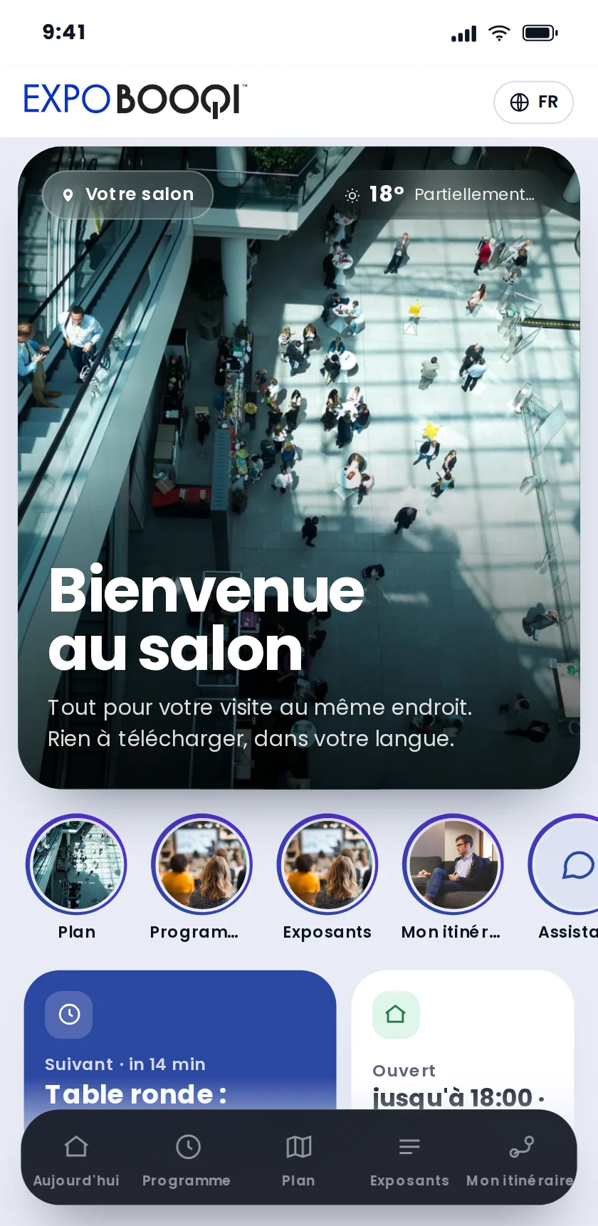 ExpoBooqi avec le guide numérique sur un téléphone